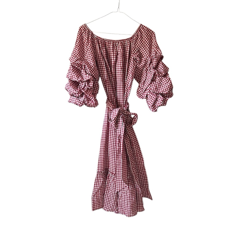 Elegant Red Gingham Dress
